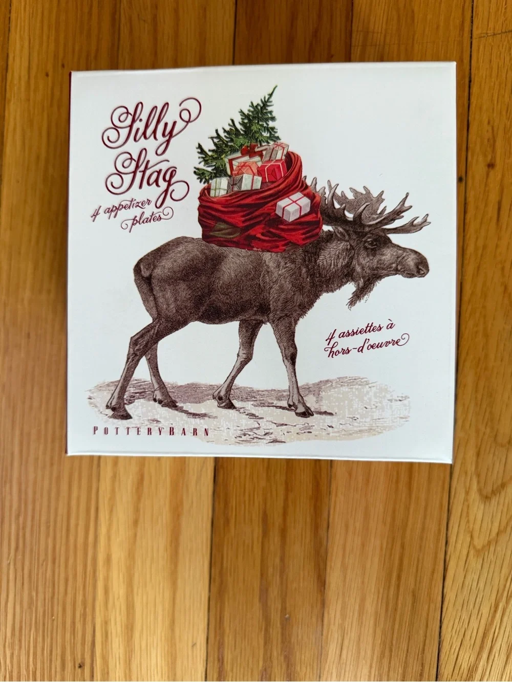 Pottery Barn Silly Stag Set of 4 Appetizer Plates